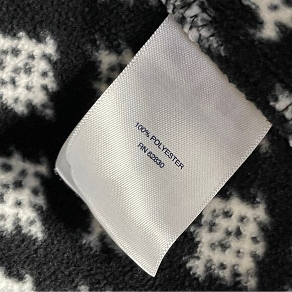 Lands End Fair Isle Fleece 1/4 Zip Pullover Top  Black White Size Small Tall - Picture 4 of 4